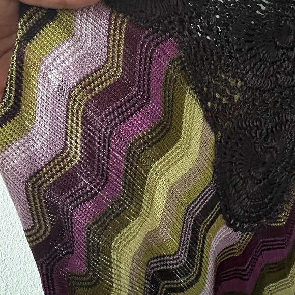 Adrienne Vittadini Y2K V Hem Crochet Zig Zag Tank Top Cami Large - Picture 4 of 7